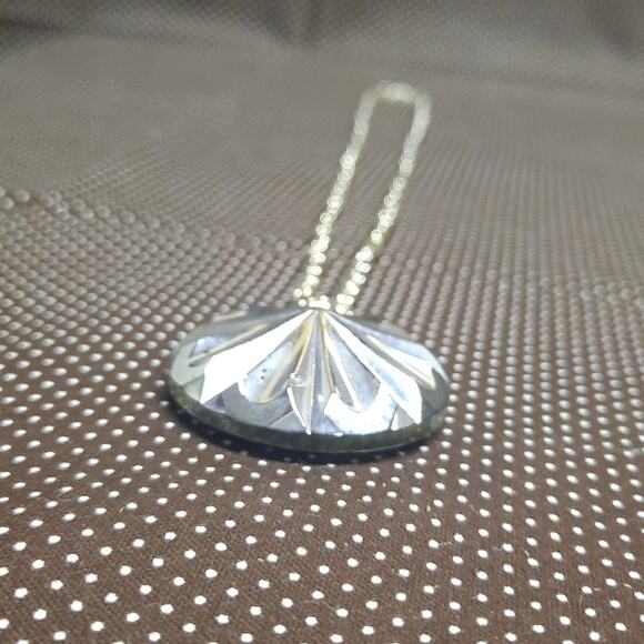 Vintage Multicolored Grooved Glass Pendant Silver Colored Chain Necklace Germany - Picture 7 of 8